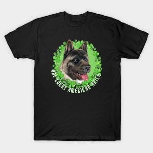 One Lucky American Akita Funny St. Patrick Dog T-Shirt